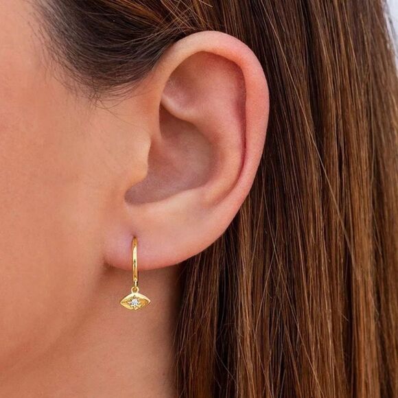 NWOT Evil Eye Hoop Dangle Earring’s - Picture 2 of 4